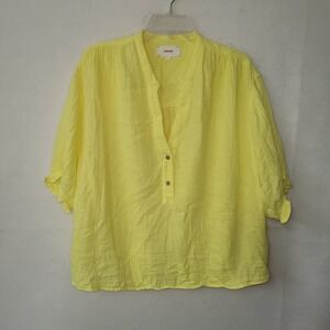 Xirena Women Top Size L Yellow Cotton Double Gauze Button Up Shirt Blouse Casual